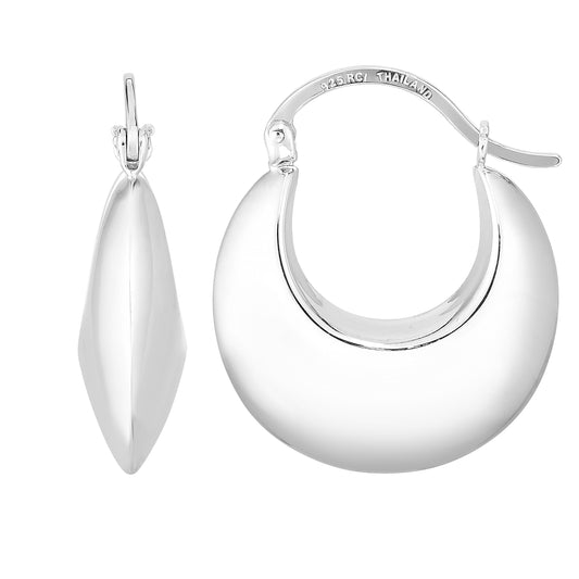 Royal Chain Silver Small Round Puffy Hoop Earring AGER10649