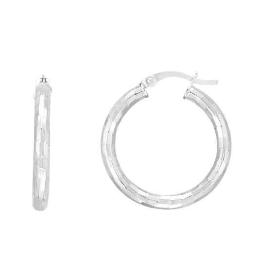 Royal Chain Silver 20mm Disco Diamond Cut Hoops AGER12259