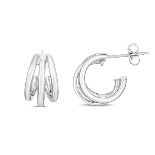 Royal Chain Silver Triple Row Hoops AGER14041