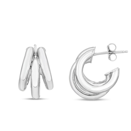Royal Chain Silver 16mm Triple Barrelled Hoops AGER14056