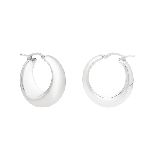 Royal Chain Silver Sculpted Hoops AGER14296