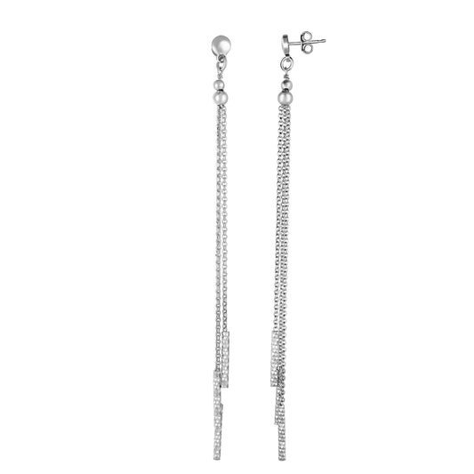 Royal Chain Silver Double Chain & Bar Long Dangle Earring AGER6286