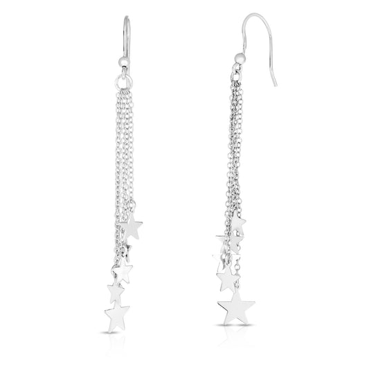 Royal Chain Silver Star Fringe Earring AGER7399
