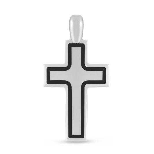 Royal Chain Silver Black Frame Cross Pendant AGP10162
