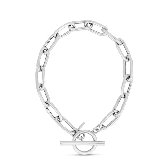 Royal Chain Silver Paperclip Toggle Bracelet AGRC13850
