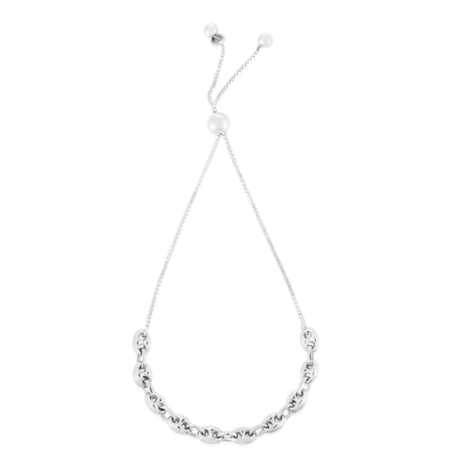 Royal Chain Silver Puffed Mariner Friendship Bracelet AGRC14688
