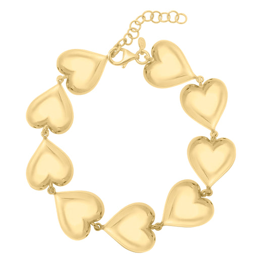 Royal Chain Silver Plated Puffed Hearts Bracelet AGYC17748