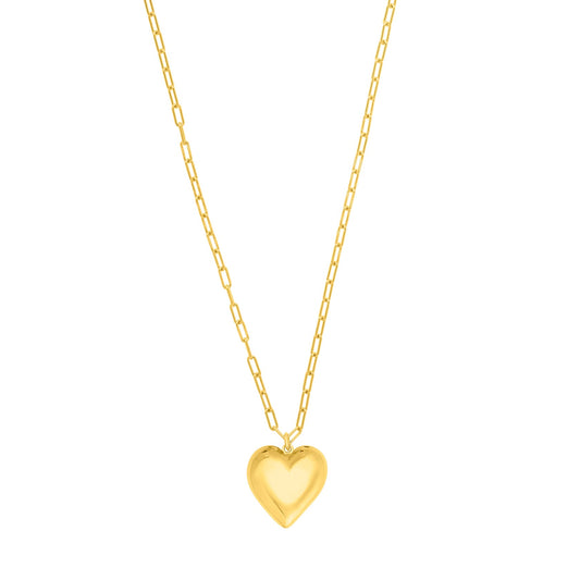 Royal Chain Silver Plated Large Puffed Heart Long Necklace AGYC17767