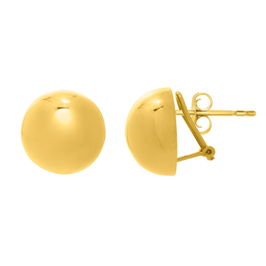 Royal Chain Silver Plated Puffed Button Omega Earring AGYE15950