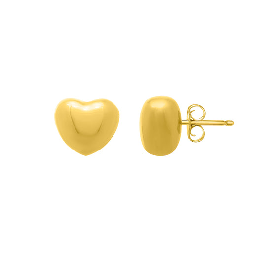 Royal Chain Silver Plated Puffed Small Heart Stud Earrings AGYE15966