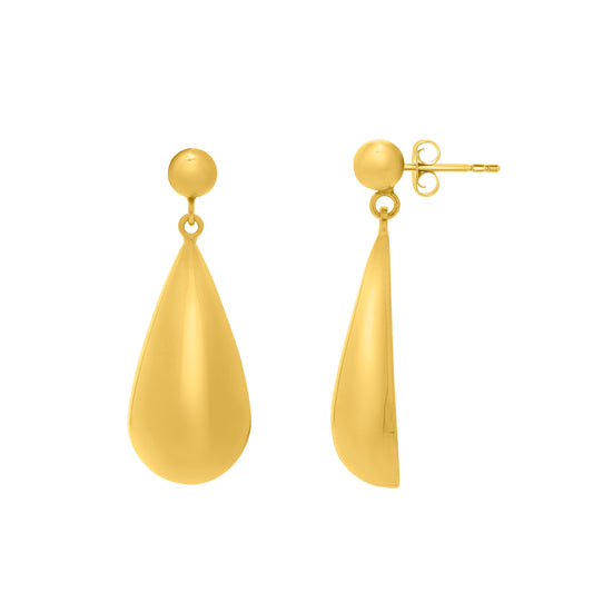 Royal Chain Silver Plated Puffed Teardrop Dangle Earrings AGYE15973