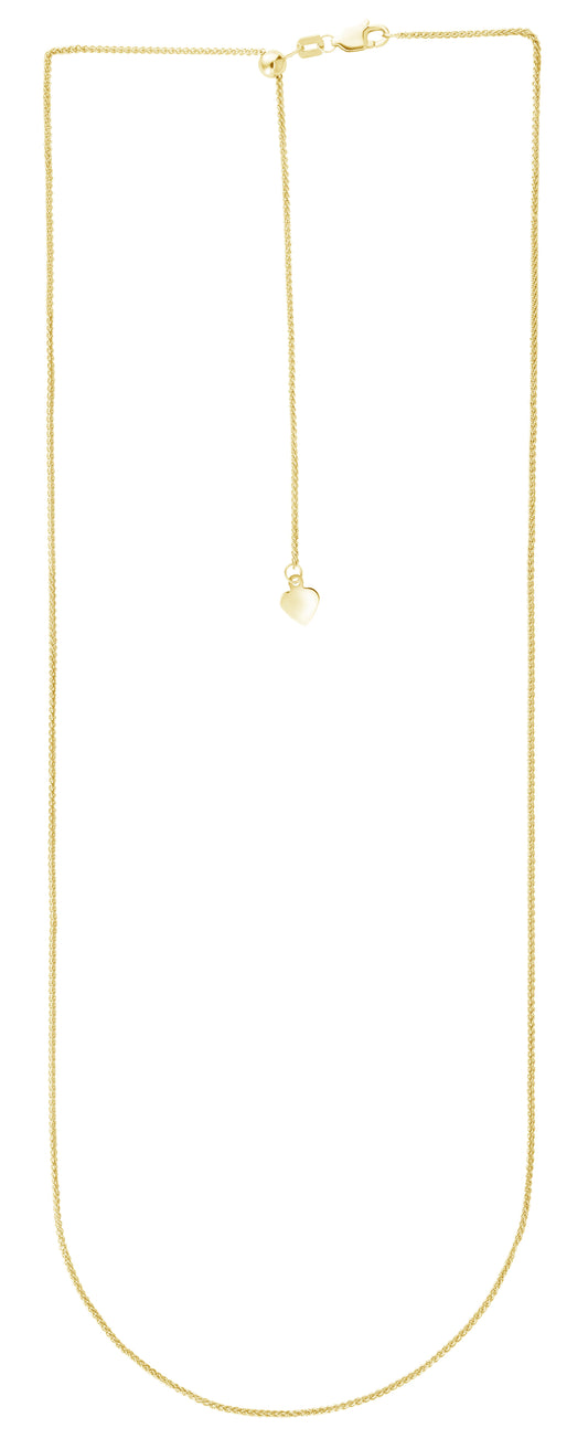 Royal Chain 14K Gold 1mm Adjustable Wheat Chain ARW1
