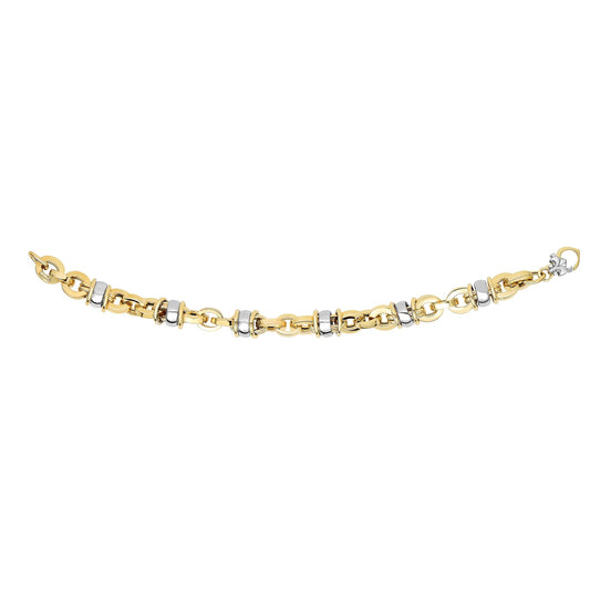 Royal Chain 14K Gold Rondel Station Heritage Link Bracelet AUF1061
