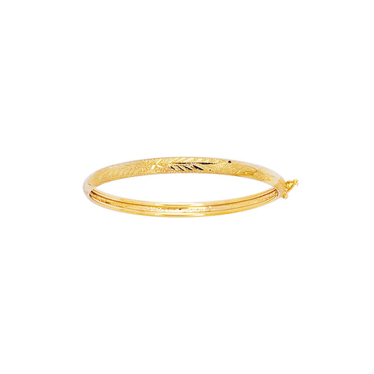 Royal Chain 14K Yellow Gold Filagree Pattern with Florentine Finish Children's Bangle BAN4B