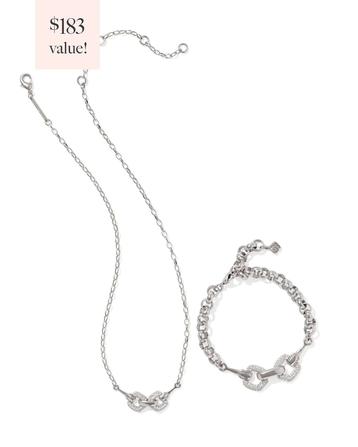 Beau Vintage Silver & Gold Pave Gift Set of 2 in White CZ