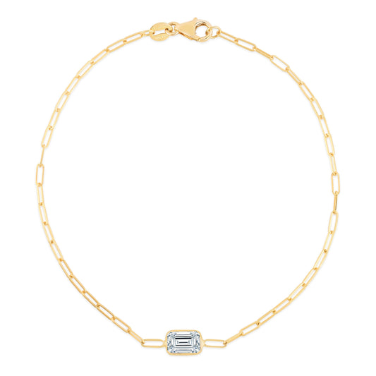 Royal Chain 14K White Topaz Paperclip Bracelet C15467