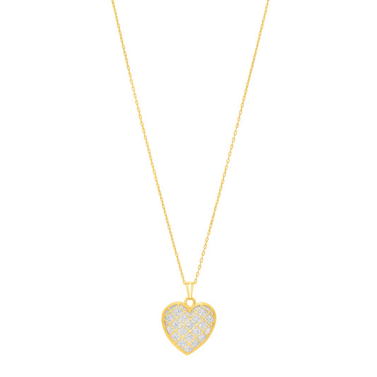 Royal Chain 14K Gold Diamond Cut Checkered Heart Necklace C18052
