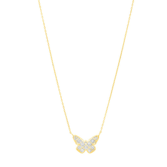 Royal Chain 14K Gold Diamond Cut Checkered Butterfly Necklace C18053