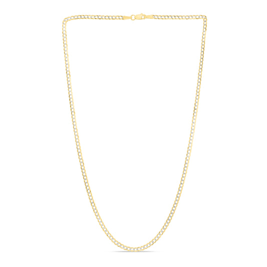 Royal Chain 14K Gold 2.6mm White Pave Curb Chain CPC060