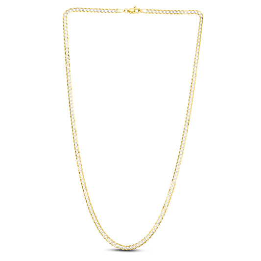 Royal Chain 14K Gold 3.2mm White Pave Curb Chain CPC080