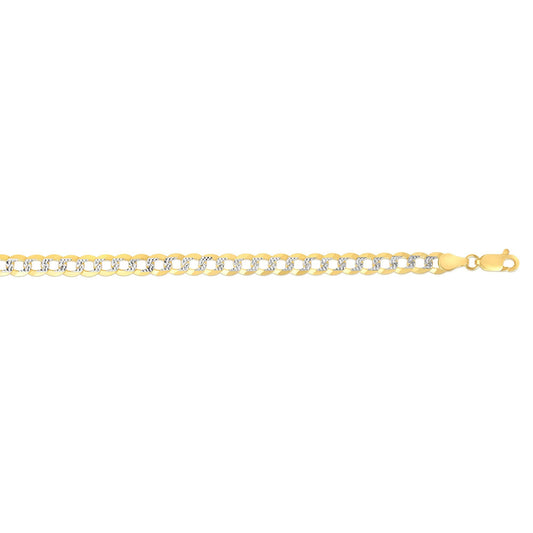 Royal Chain 14K Gold 7mm White Pave Curb Chain CPC180