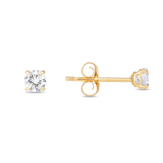 Royal Chain 14K Gold 3mm Round CZ Stud Earring CZ112