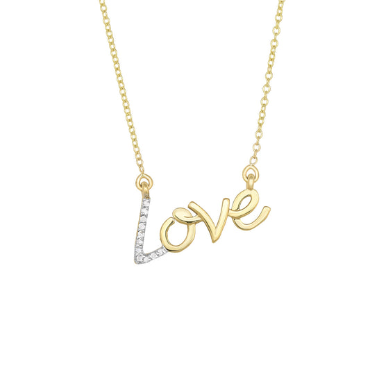 Royal Chain 14K Gold .07ct Diamond "Love" Necklace DGN339