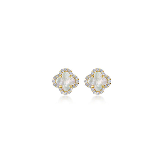 Lafonn 0.4 CTW Halo Stud Mother of Pearl Earrings
