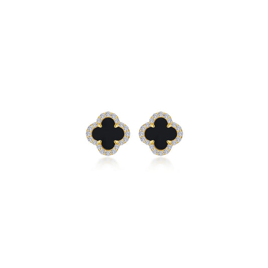 Lafonn 0.4 CTW Halo Stud Onyx Earrings