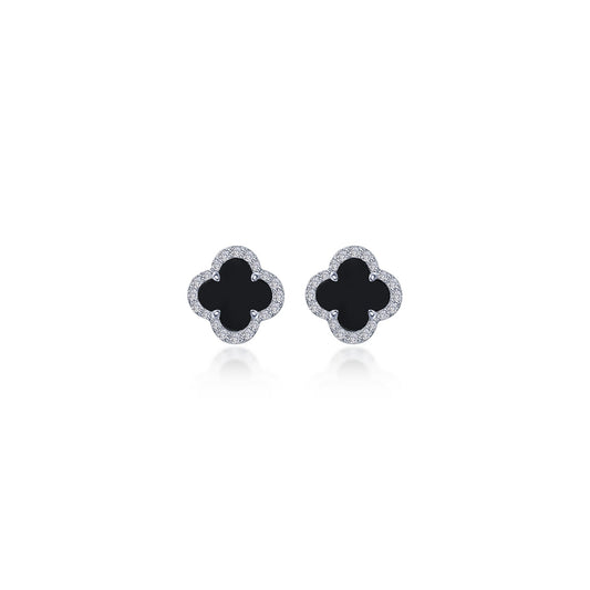 Lafonn 0.4 CTW Halo Stud Onyx Earrings