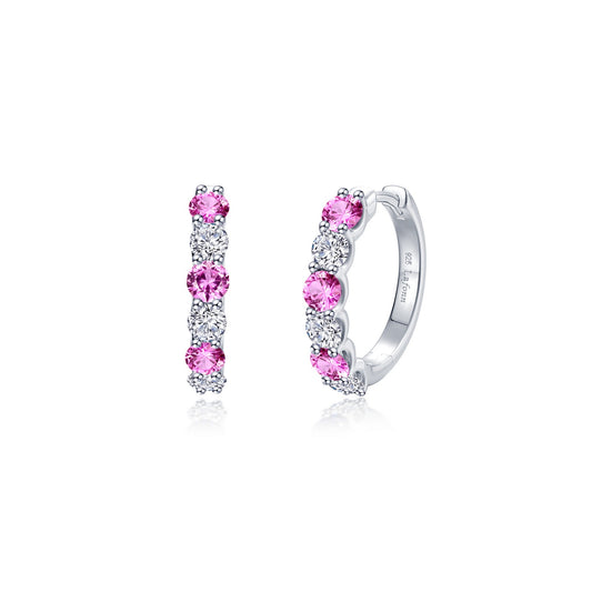 Lafonn Josie Pink Sapphire Hoop Earrings