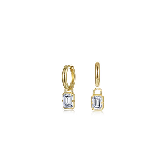 Lafonn Emerald-Cut Padlock Huggies