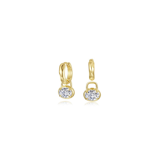 Lafonn Oval Charm Molten Huggie Hoops