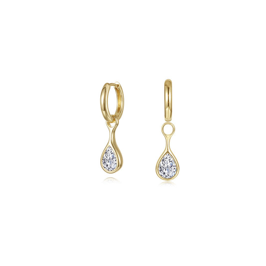 Lafonn Teardrop Bezel Charm Huggie Hoops