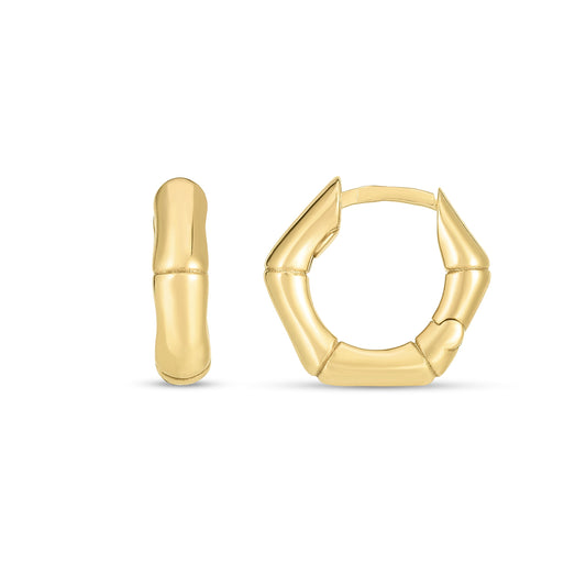 Royal Chain 14K Bamboo Huggie Hoops E14715