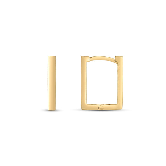 Royal Chain 14K Rectangle Huggie Hoops E14774