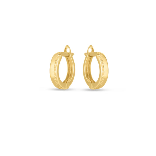 Royal Chain 14K Textured Huggie Hoops E14777