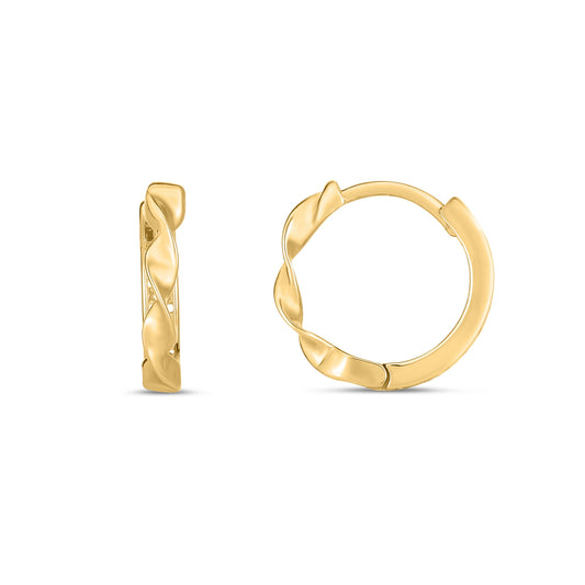 Royal Chain 14K Twist Huggie Hoops E14778