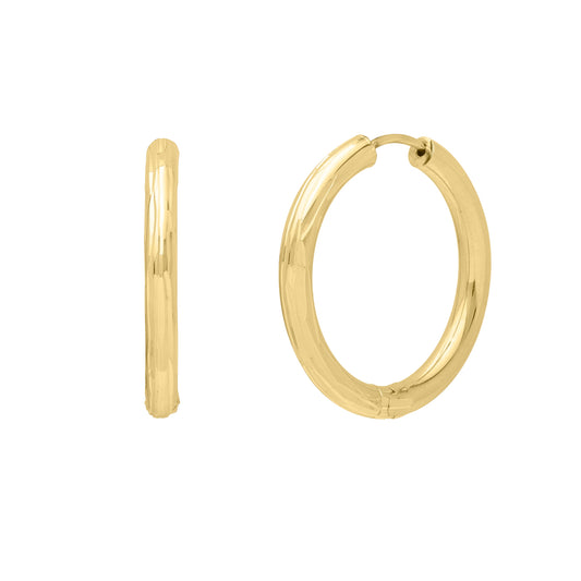Royal Chain 14K Endless Engraved Round Hoops E14904