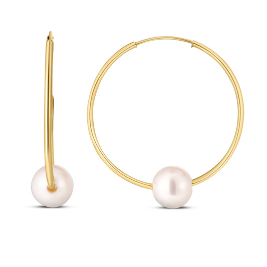 Royal Chain 14K Gold Round Endless Pearl Earring E15059