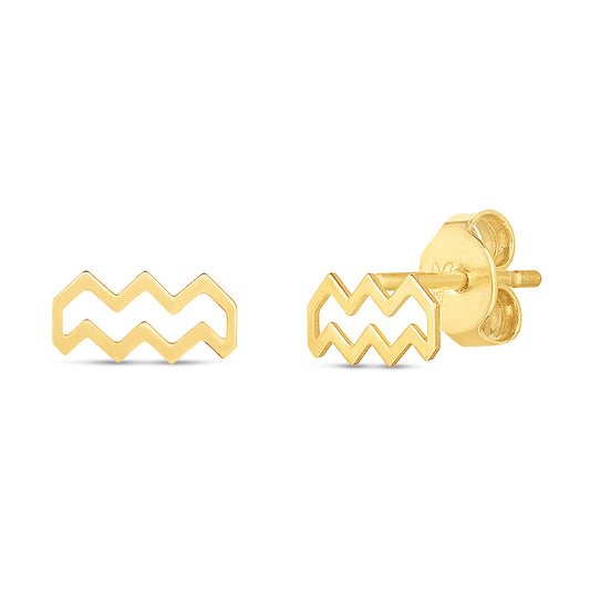 Royal Chain 14K Gold Aquarius Studs E15065