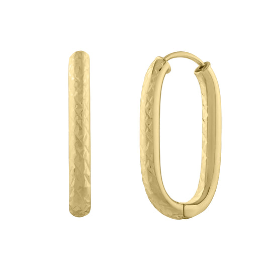 Royal Chain 14K Endless Engraved Paperclip Hoops E15469