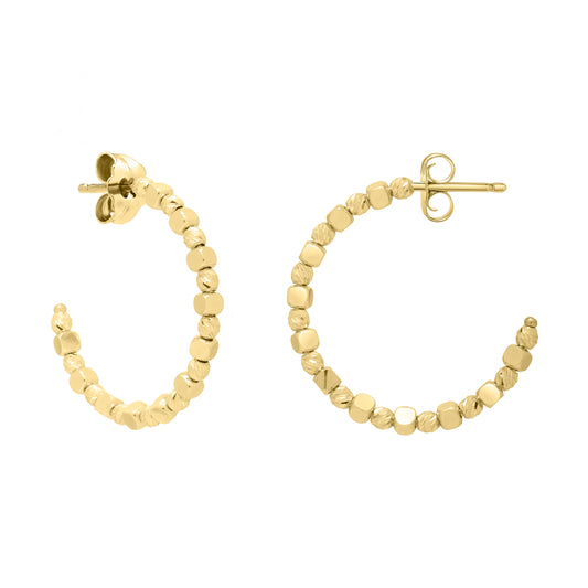 Royal Chain 14K Pebble C Hoops E15661
