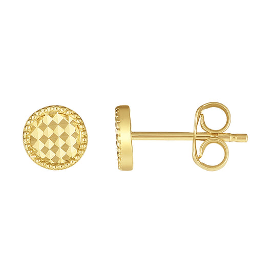 Royal Chain 14K Gold Diamond Cut Circle Stud Earring ER10042