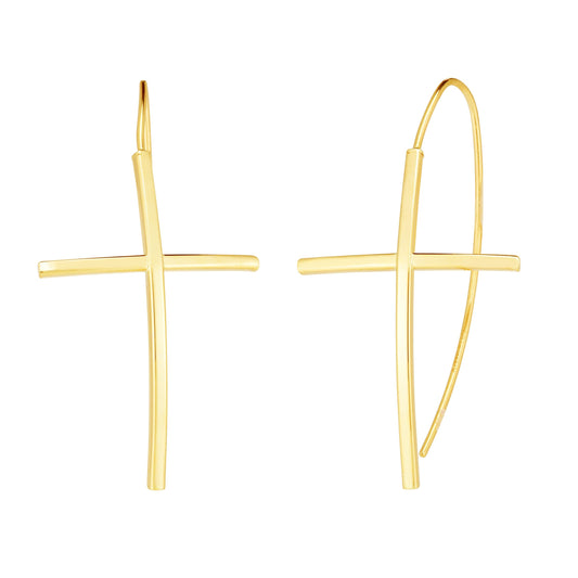 Royal Chain 14K Gold Cross Threader Earring ER10321