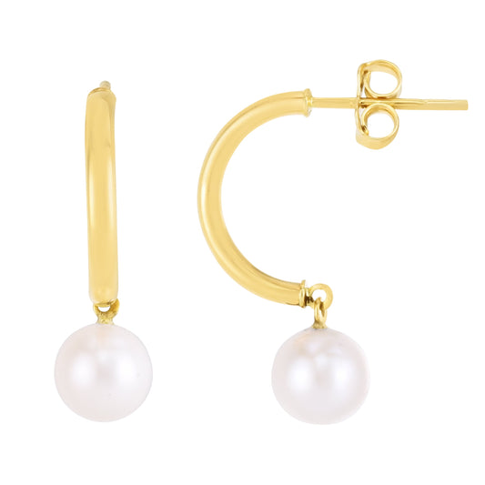 Royal Chain 14K Pearl Half-Hoop Earrings ER103322