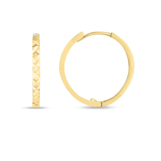 Royal Chain 14K Diamond Cut Huggie Hoops ER10367