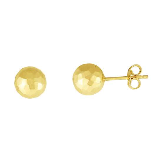 Royal Chain 14K Gold 7mm Faceted Post Earring ER10395