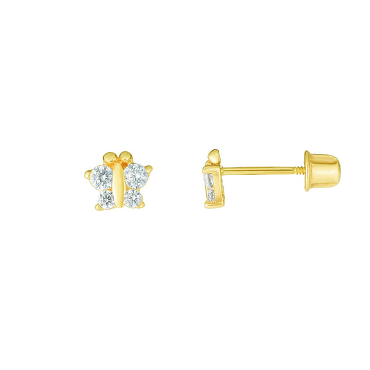 Royal Chain 14K Gold CZ Butterfly Stud Earring ER10694