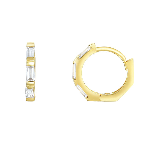 Royal Chain 14K Gold CZ Baguette Huggie Earring ER10706